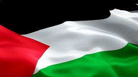 Palestinian flag. Flag of Palestine seamless loop animation. Palestinian flag silk HD resolution Background. Palestine flag Closeup 1080p HD video for Independence Day,Victory day. 3d Palestine sign w