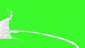 Milk or Cream Splash Isolated on green screen easy to use. Milk splashes in slow motion. Milk crown with luma mate perfect for compose. Milk spreading, white liquid splash isolated 4K - Powered by Shutterstock - Get 15% off with code: PIKWIZARD15