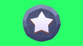 Animation white star icon on green background.