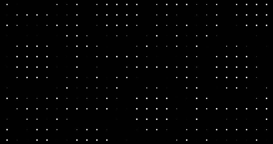 4k halftone circular animated pattern on transparent background. White small diamonds grid. Seamless looped circles animation. Opener motion design. Polka dots ornament. Alpha channel. Radio waves BG