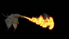 Realistic Dragon flying and breathing flame. Production Quality Seamless loop with alpha channel in ProRes 4444 codec, 25 FPS. - Powered by Shutterstock - Get 15% off with code: PIKWIZARD15