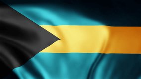 Bahamas Flag. National 3d Bahamas flag waving. Flag of Bahamas footage video waving in wind. Flag of Bahamas 4K Animation