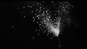 Black and White Super Slow-Motion close-up burning fuse, monochrome 2k 600fps Video