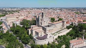 drone video Saint-Nazaire Cathedral, Cathédrale Saint-Nazaire Béziers France europe