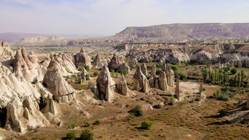 Aerial view of Love Valley at Goreme National Park in Cappadocia, Turkey