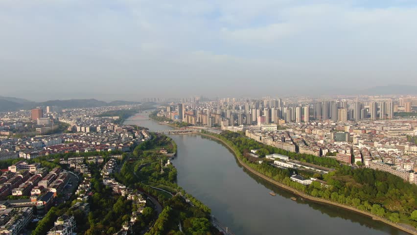 Aerial City Video，international trade city，YiWu China Royalty-Free Stock Footage #1110031249