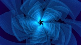 Blue tunnel made of rotating abstract shapes with soft light effect , looped video, 4k , 60 fps