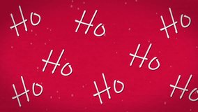 Animation of snow falling over ho ho text banners against pink background. Christmas festivity and celebration concept - Powered by Shutterstock - Get 15% off with code: PIKWIZARD15