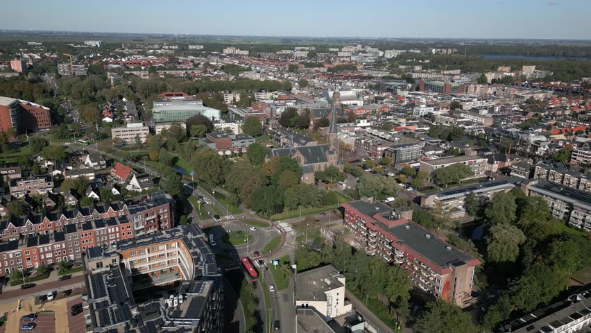 Aerial shot of Alphen aan de Rijn | Shutterstock HD Video #1110044569