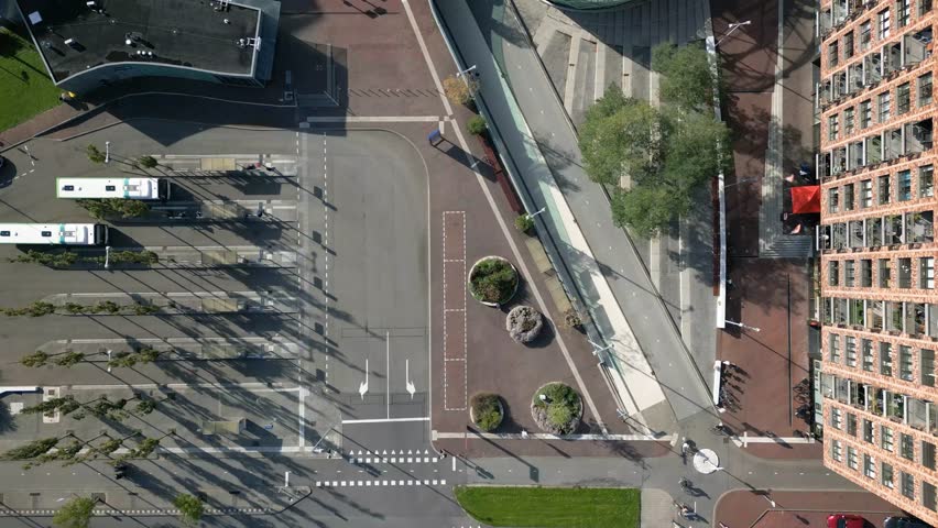 Aerial time lapes shot of bus and train station in Alphen aan de Rijn | Shutterstock HD Video #1110044709