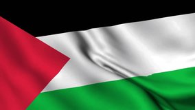 Diagonal waving Palestine Flag video background. Realistic Slow Motion Animation. 4K Loop Motion Graphics. Patriotism, Unity, Peace and Holiday Concept