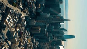 San Francisco skyline. Financial District. Aerial view. California, United States. Futuristic city skyline. Aerial vertical, vertical video background. - Powered by Shutterstock - Get 15% off with code: PIKWIZARD15
