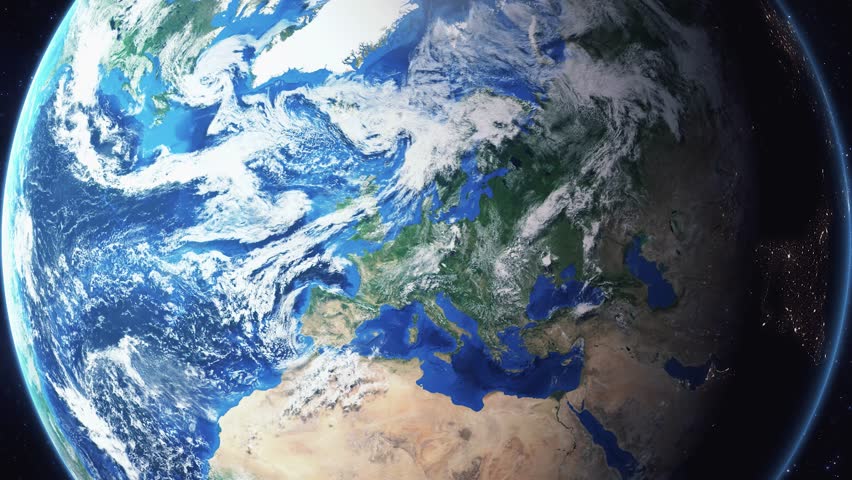 Earth zoom in from space and focus on Plymouth, Indiana, USA. 3D Animation. Stock video footage. Background for travel intro.