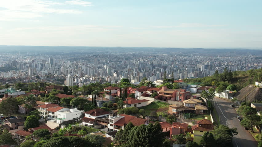 Aerial Parallax view of Belo Horizonte Capital of Minas Gerais state in Brazil.