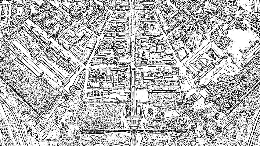 Sketch doodle style. Palmanova, Udine, Italy. An exemplary fortification project of its time was laid down in 1593, Aerial View