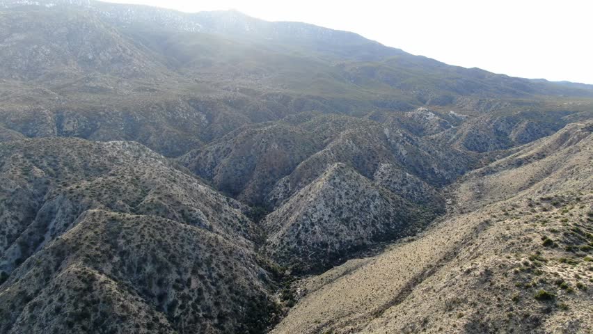 Aerial view of the wild deserted landscape of the Cahuilla Indians Reservation National Park, California, USA