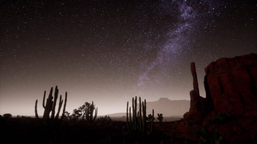 Hyperlapse in Death Valley National Park Desert Moonlit Under Galaxy Stars