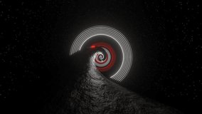 Red and White Cosmic Spiral Road Background VJ Loop in 4K