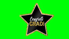 Graduation completely cap animation on a green screen. Congratulations  Graduation green screen video animation 4K video