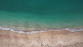 Phuket Thailand Fiji tropical beach Aerial drone top down view, bird eye view of sea azure waves and sand. Beautiful of sea water wave come to beach. Sky blue shallow water paradise copy space concept - Powered by Shutterstock - Get 15% off with code: PIKWIZARD15