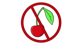 animated video of the prohibited icon and the cherry icon