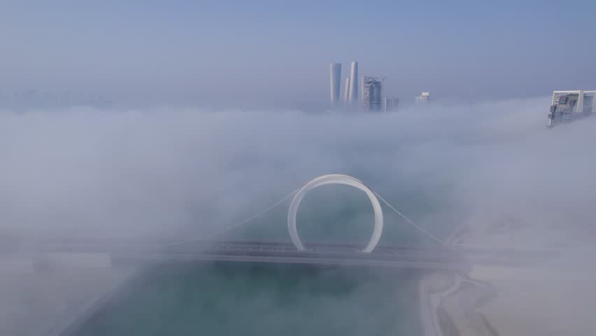 Lusail Skyline on Foggy Day 4 Royalty-Free Stock Footage #1110074855