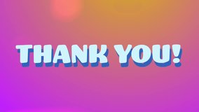 Animation of thank you text in white over colourful stripes and pink and orange blur. Social media, gratitude, retro future, digital interface and communication digitally generated video. - Powered by Shutterstock - Get 15% off with code: PIKWIZARD15