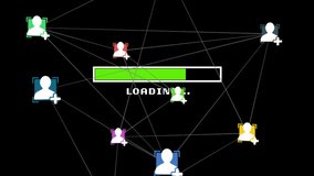 Animation of network of connections with social media icons over loading bar on black background. Social media, connections, communication and digital interface concept digitally generated video. - Powered by Shutterstock - Get 15% off with code: PIKWIZARD15