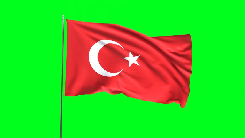 Flag of Turkey on green background, Flag looping video Royalty-Free Stock Footage #1110093727
