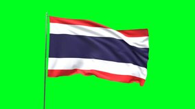 Flag of Thailand on green background, Flag looping video