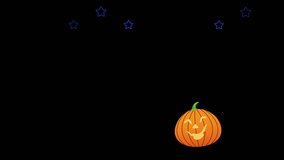 Halloween animation: pumpkin play, sweet candies, and delights! perfect for night party promos or backgrounds. Two video versions with dark and transparent alpha channel.
