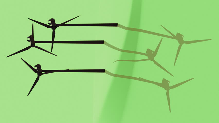 Vertical green website loopable background with wind farm on hill. Seamless wind generator background for web design.