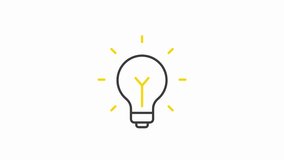Animated Light Bulb Gif Isolated on white Background. Idea, Education or Technology Concept 4K Video motion graphic animation. Turning on and Turning Off Light Bulb Animation. - Powered by Shutterstock - Get 15% off with code: PIKWIZARD15
