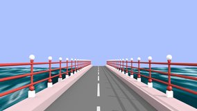 Run on bridge bacground illustration 4k animated