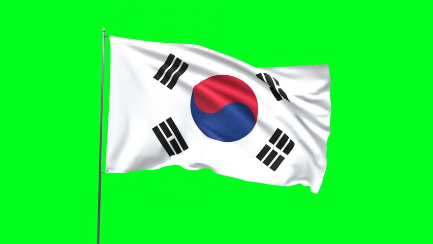 Flag of South Korea on green background, Flag looping video