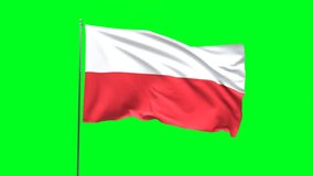 Flag of Poland on green background, Flag looping video