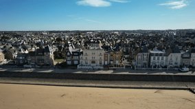 Drone video of Saint Malo beach at low tide