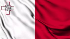 Malta waving flag 4K animation video. Malta waving flag seamless looping animation