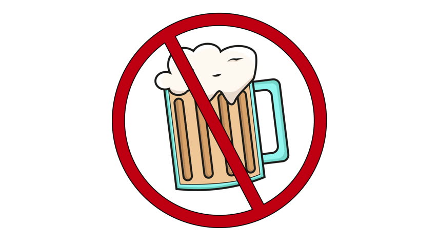 animated video of the prohibited icon and the icon of a glass of beer Royalty-Free Stock Footage #1110117835