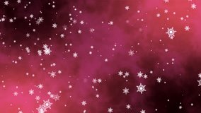 Abstract pink background with motion of snowflakes, looped animation