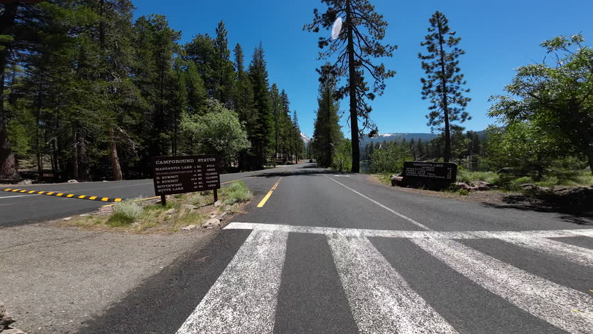 Lassen Volcanic National Park North Entrance 02 Front View Manzanita Lake Driving Plates of Volcanic Legacy Scenic Byway Southbound California USA Ultra Wide
