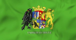 Waving flag of Csongrád-Csanád county in Hungary. 3d animaition in 4k resolution video.