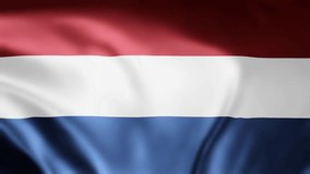 Dutch Flag Seamless Smooth Waving Animation. 4K National Animated Sign of Netherlands, Animated Netherlands flag, Netherlands Flag waving