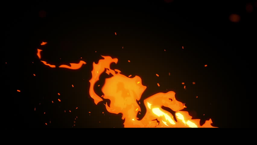 2d animated fire over a black background