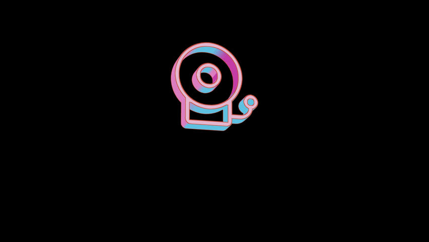 Bright bell school icon is jumping merrily. Retro style. Alpha channel black. Looped from frame 120 to 240, Alpha BW at the end