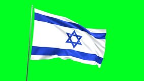 Flag of Israel on green background, Flag looping video