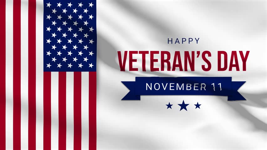Happy Veteran's day waving flag style animation. Honoring all who served. November 11 Royalty-Free Stock Footage #1110143893
