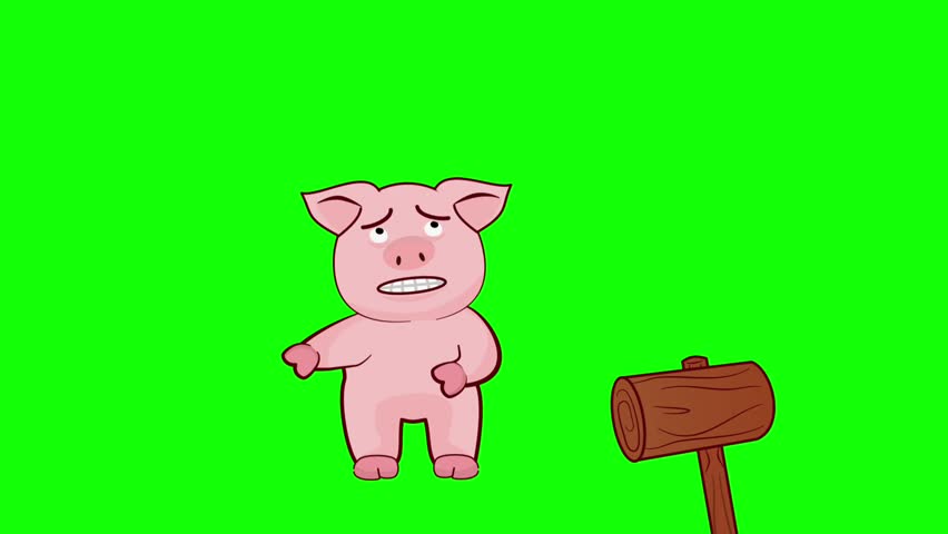 Vector Graphic Illustration of a Piggy Bank Being Struck by a Wooden Hammer, Suitable for Savings and Investment Concepts