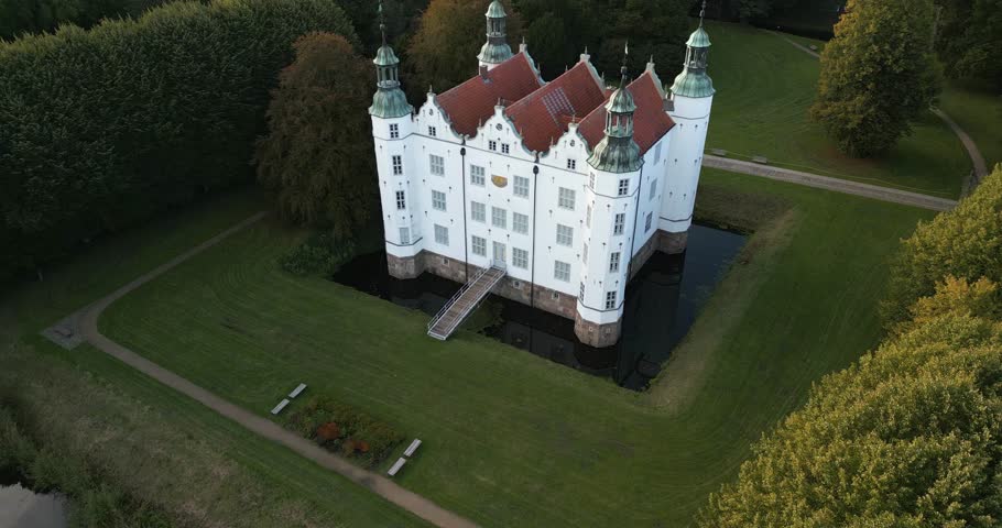 clean drone flight castle at "Ahrensburg" in nothern germany surrounding  Royalty-Free Stock Footage #1110152415