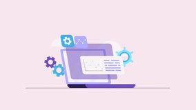 Animation of laptop and graphics, Financial diagram and charts. Software, web development, programming concept. Abstract graphs and diagrams for business  on screen. Internet page or web interface - Powered by Shutterstock - Get 15% off with code: PIKWIZARD15